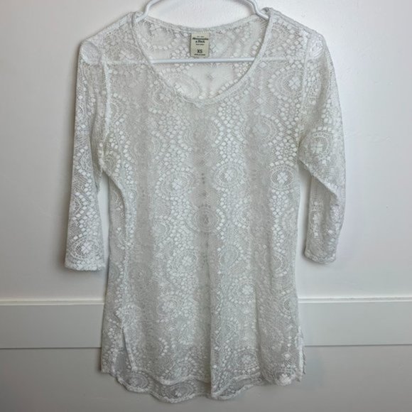 Abercrombie & Fitch White Lace Half Sleeve Blouse - Picture 1 of 5